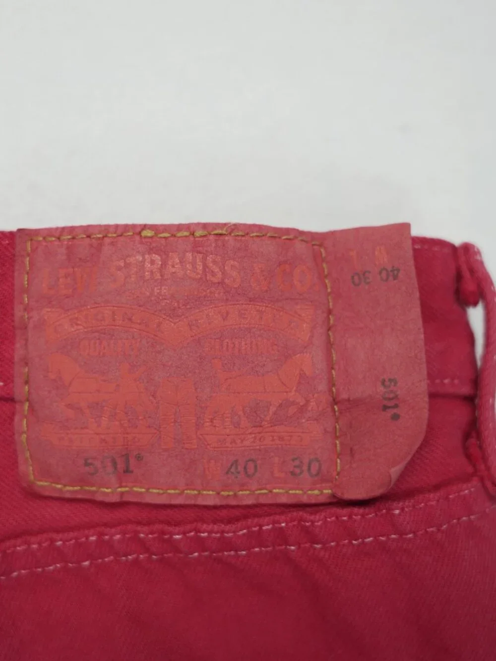 Levi's 501‎ Jeans Mens Size 40x30 Bright Red Button Fly Straight Leg Streetwear